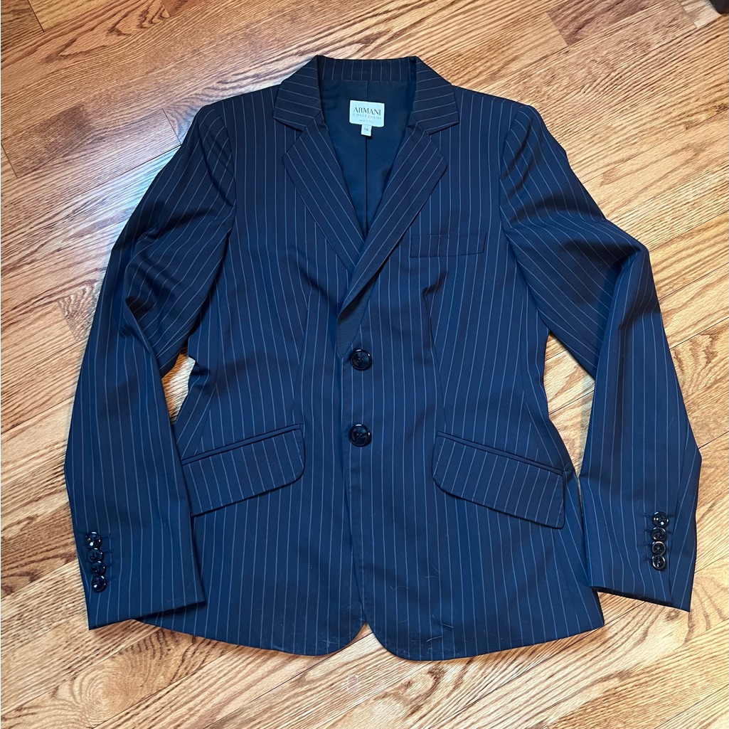 Armani Collezioni Navy Pinatripe Blazer Women